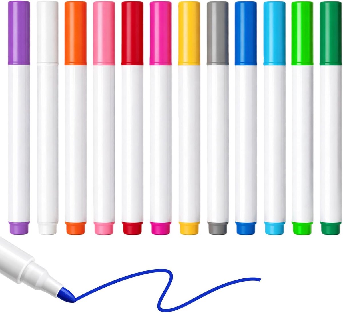 Thijox - Set van 12 uitwisbare neon markeerstiften voor led-displaypanelen, memobord en acryl, droog afwasbaar, perfect voor creativiteit en tijdelijk