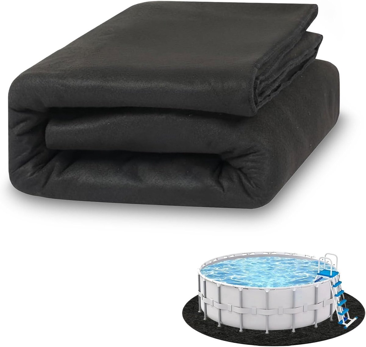 Ronde zwembad onderlaag, waterdichte en antislip mat voor bovengrondse zwembaden en whirlpools, ideaal voor de achtertuin en buitengebruik, zwart