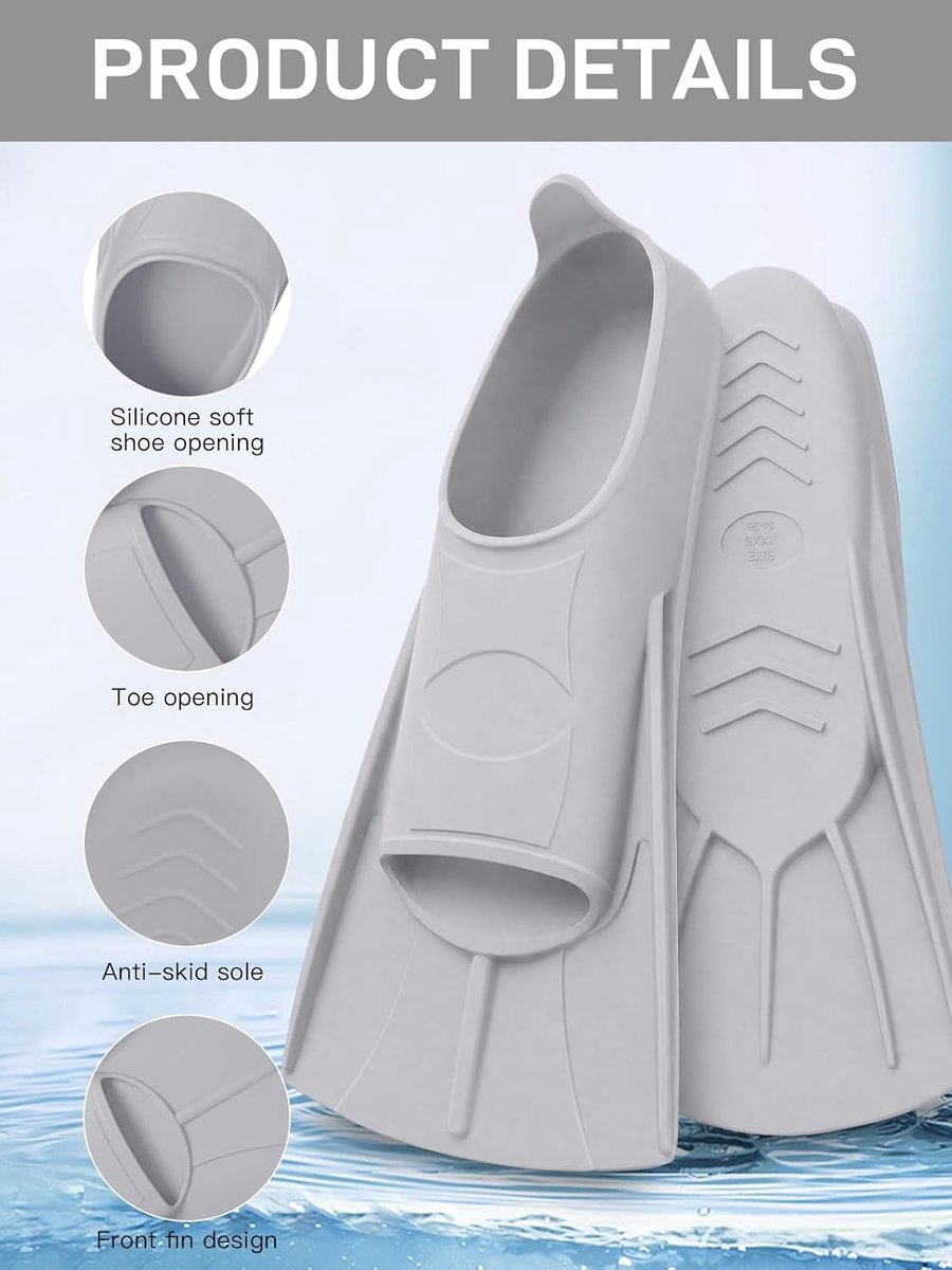 Korte zwemvinnen van siliconen voor snorkelen en duiken, ideaal voor volwassenen en kinderen, perfect voor open water en training