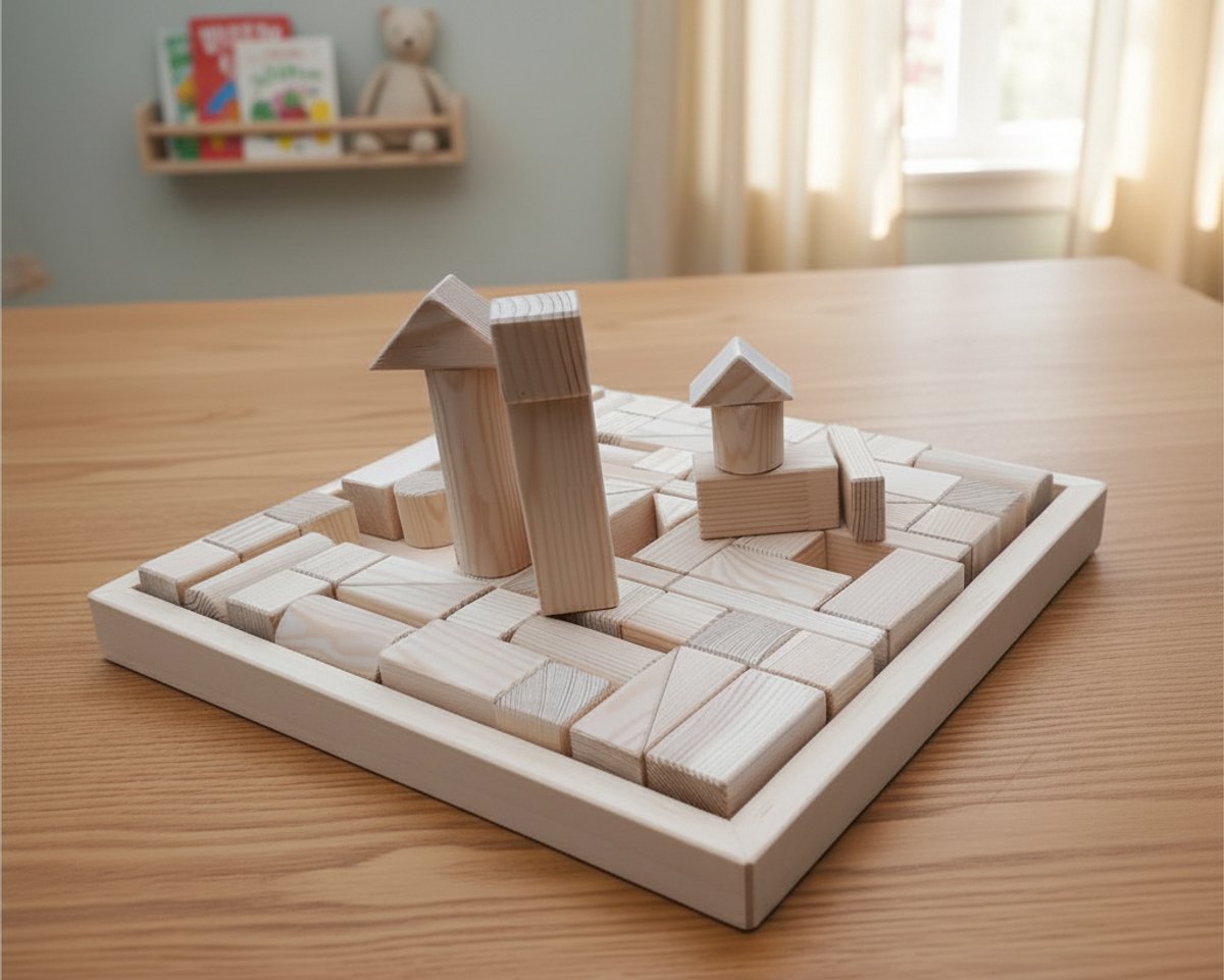 Handgemaakte houten blokken - 70 stuks