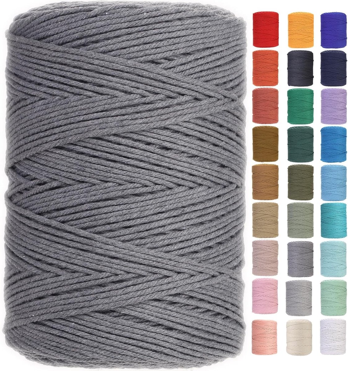 Premium Katoenen Macrame Touw 3 mm x 450 m, Zacht en Duurzaam voor Macrame Projecten, Perfect voor Knopen en Creatieve Ambachten