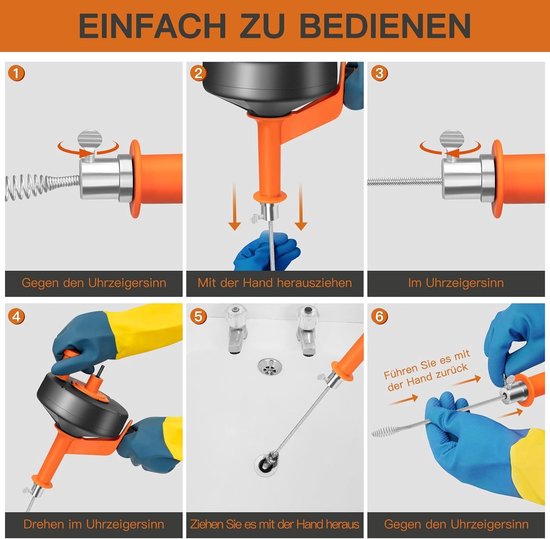 Effectieve veer voor het reinigen van afvoeren, 10 m lange spoel voor keuken en badkamer, milieuvriendelijke oplossing voor verstoppingen en DIY projecten — afbeelding 4