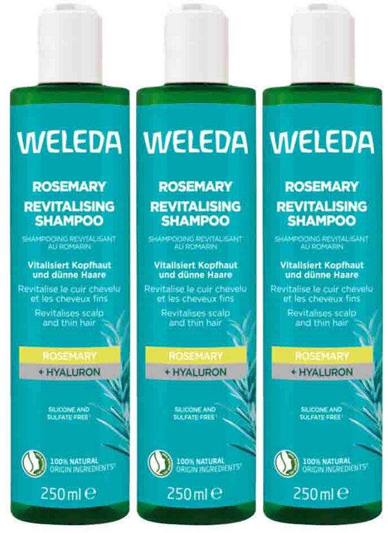 WELEDA - Rozemarijn Revitaliserende Shampoo - 3 x 250 ml - Voordeelverpakking