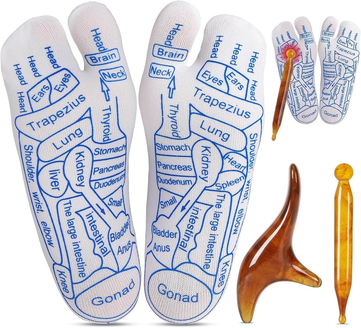 Reflexologie sokken met massage tool, acupressuur sokken voor voetmassage en ontspanning