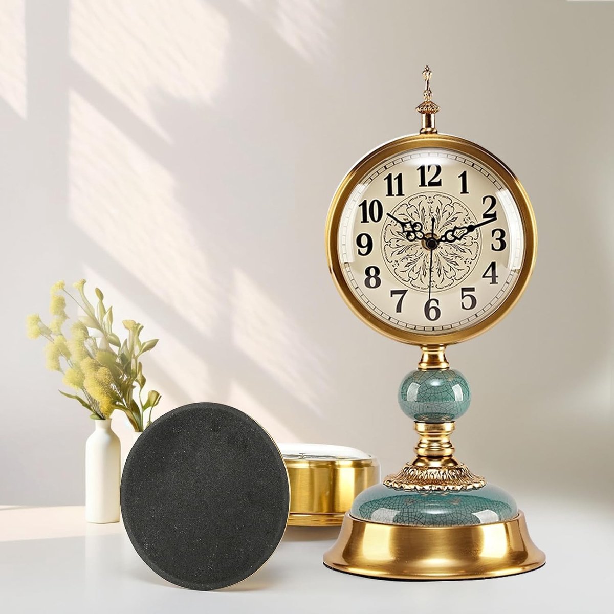 Antieke Tafelklok - Gouden metalen frame