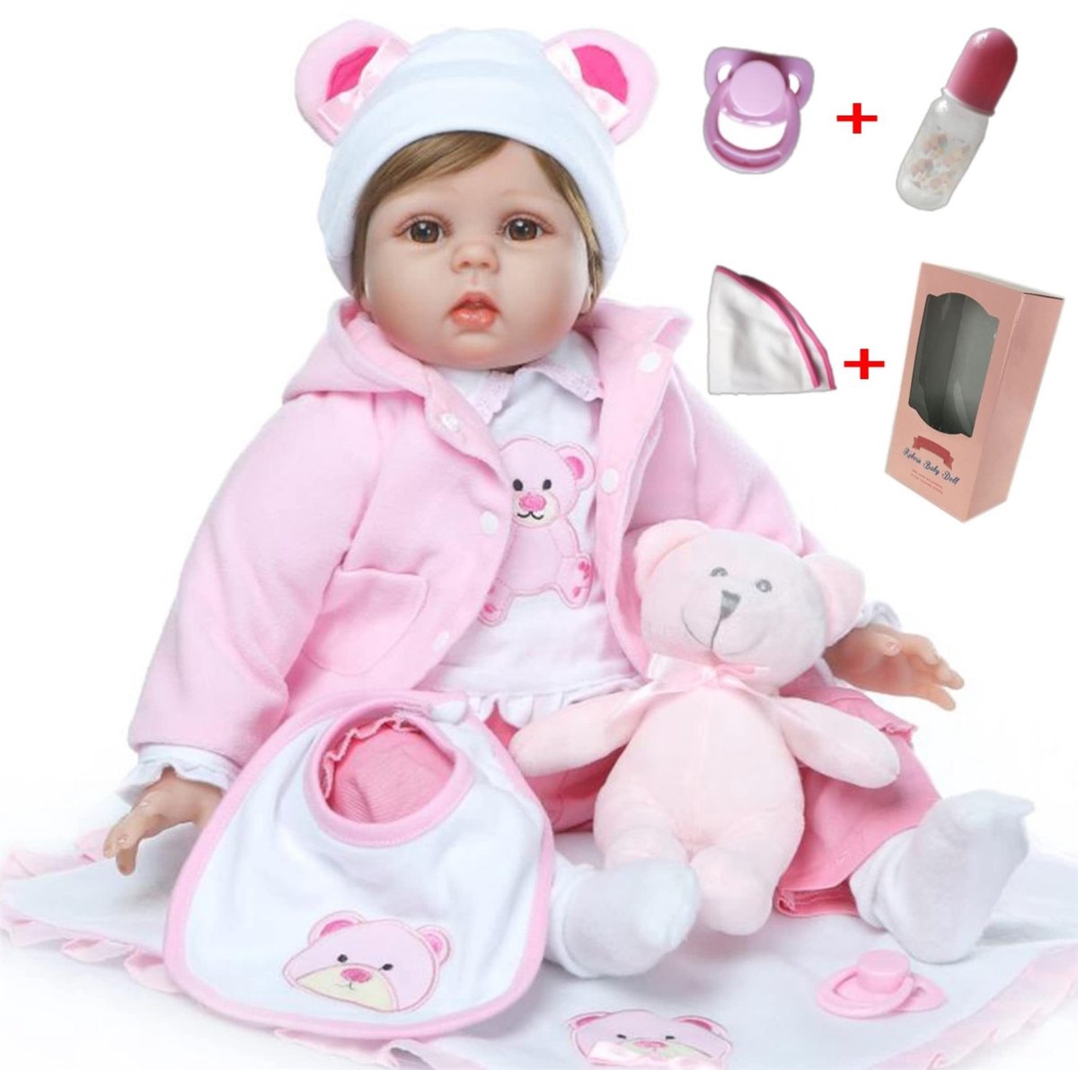 Reborn Poppen - 55 cm Zachte Silicone Baby met Accessoires