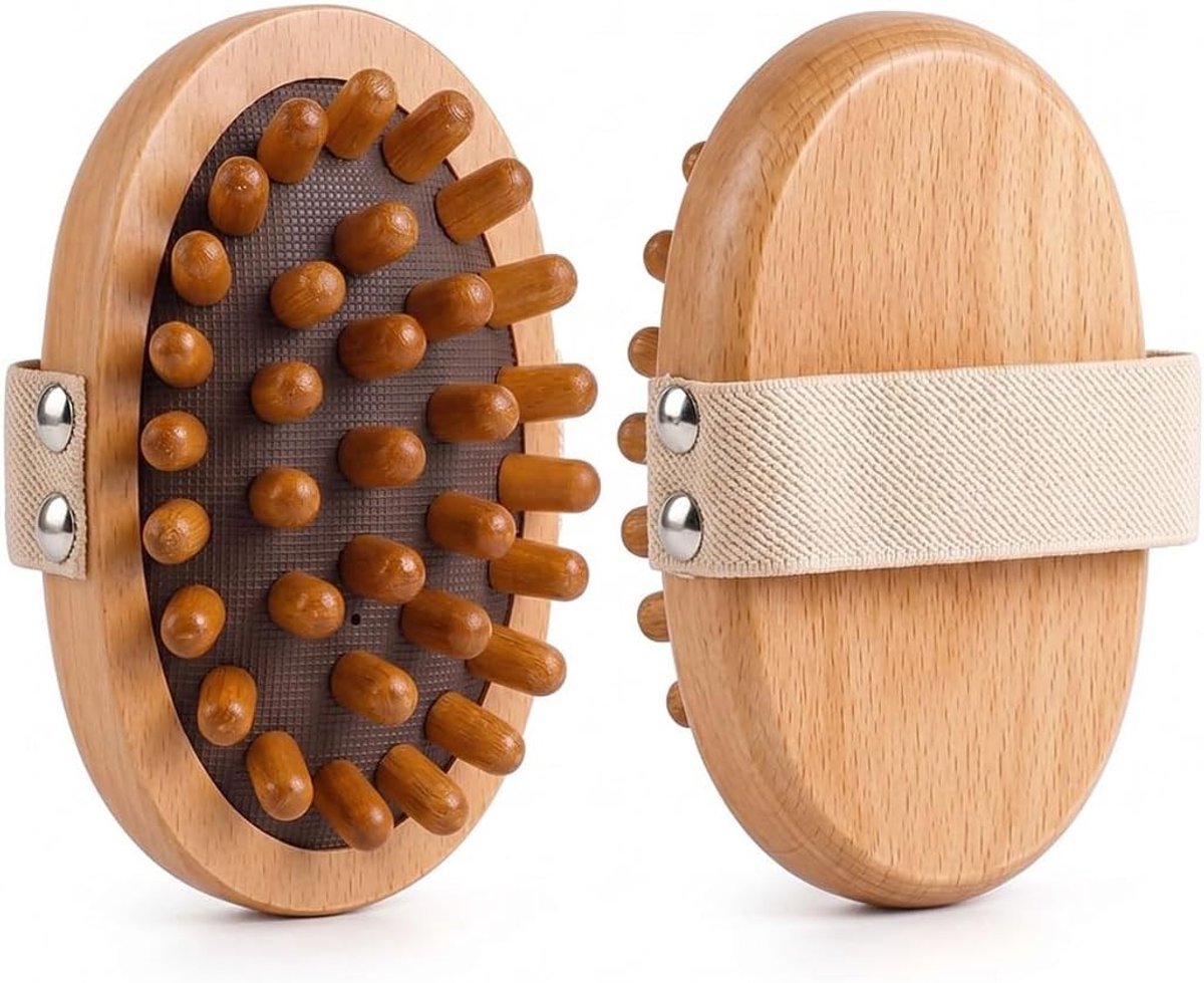 Set van 2 Zwarte Volledige Lichaamsmassageborstels voor Ontspanning, Wellness en Huidverzorging
