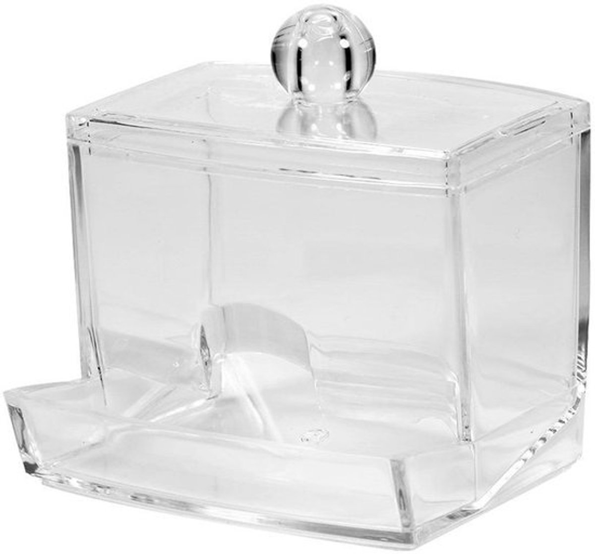Opbergdoos Wattenstaafjes - Cosmetica Organizer - Badkamer Organiseren - Toegang via onderkant - 88 x 77 x 9 cm - Transparant