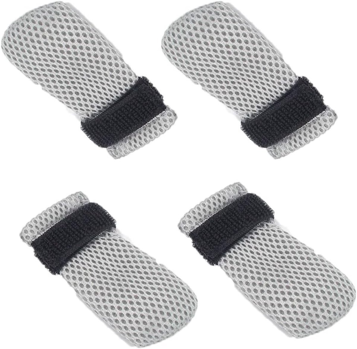 Set van 4 Hondenpoot Pads en Krabbestendige Wanten, Verstelbare Netvoeten voor Comfort en Bescherming (Grijs)