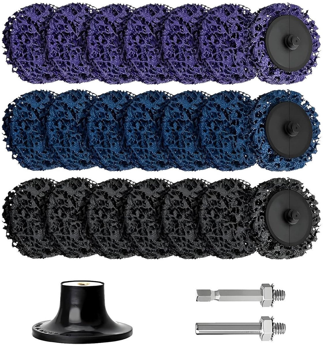 Sanding Disc Set van 21 Stuks, 50 mm Schuurdiscs voor Ruw Reinigen en Polijsten, Geschikt voor Roestverwijdering en Diverse Kleuren