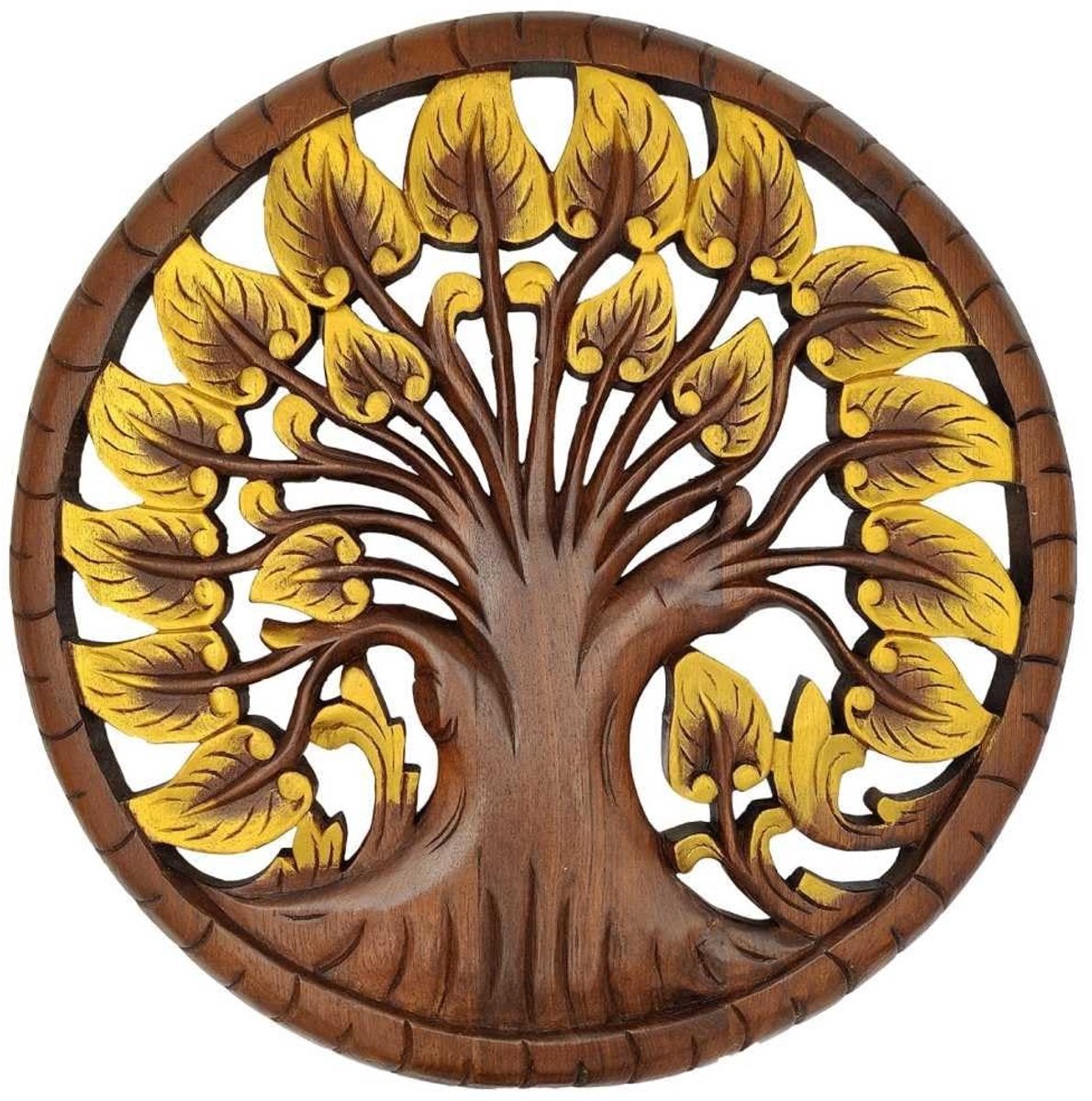 Wanddecoratie van Teakhout - Boom des Levens - 60 cm