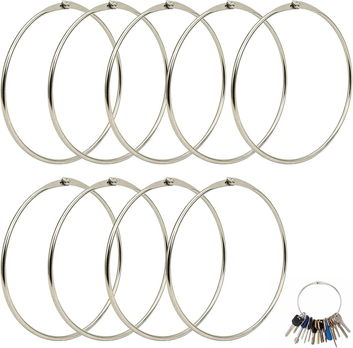 Grote metalen sleutelringen van 12 cm - 8 stuks voor sleutels, tassen, sjaals en DIY-projecten, stevige ringen voor organisatie en dagelijks gebruik