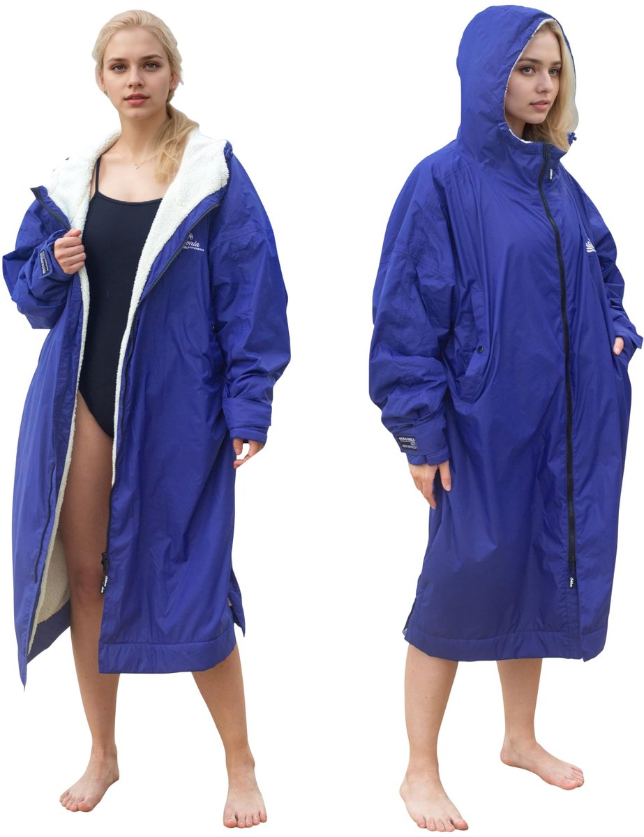 Waterdichte Badjas voor Mannen en Vrouwen - Sherpa Voering - Zwart S-M