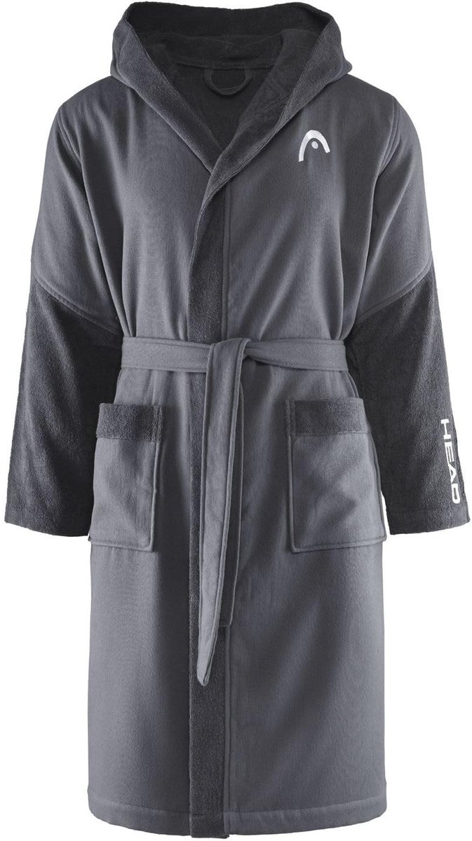 Unisex Badjas met Capuchon en Grote Zak - Grijs