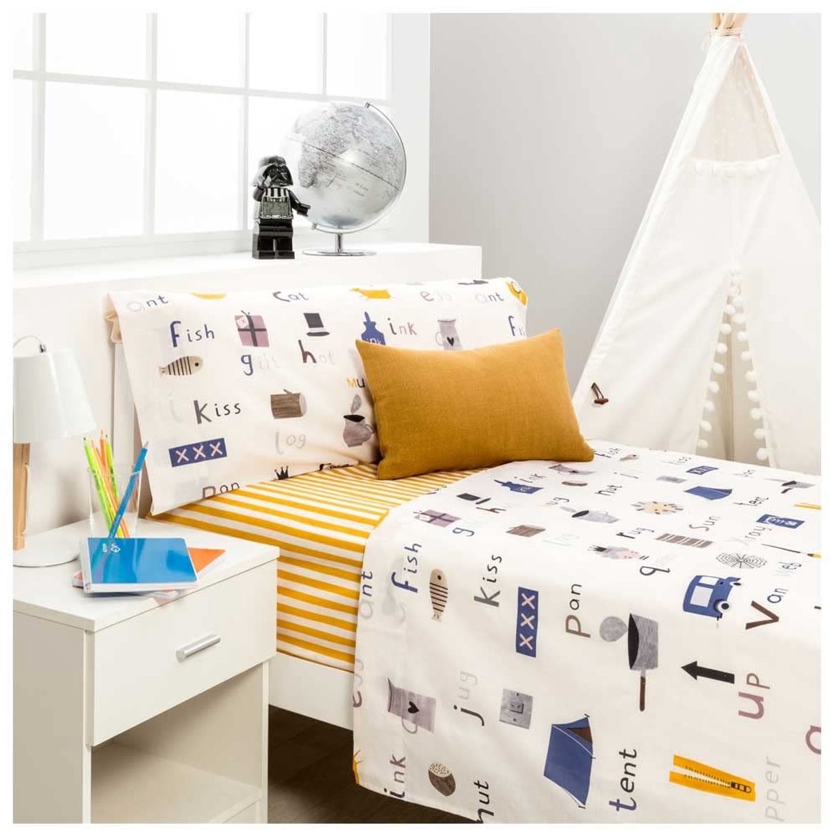 Kinderbedlinnen Set - Multicolor Tent - 105 x 190/200 cm