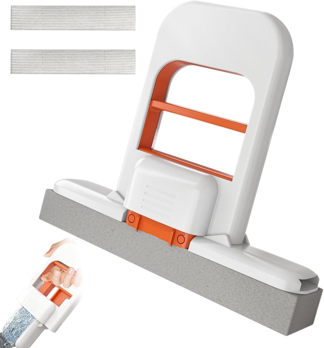 Draagbare Mini Mop | Vouwbare Schoonmaaktool voor Tafel, Handvrije Sponsmop met 2 Vervangende Hoofden voor Keuken, Badkamer, Ramen en Auto-interieur