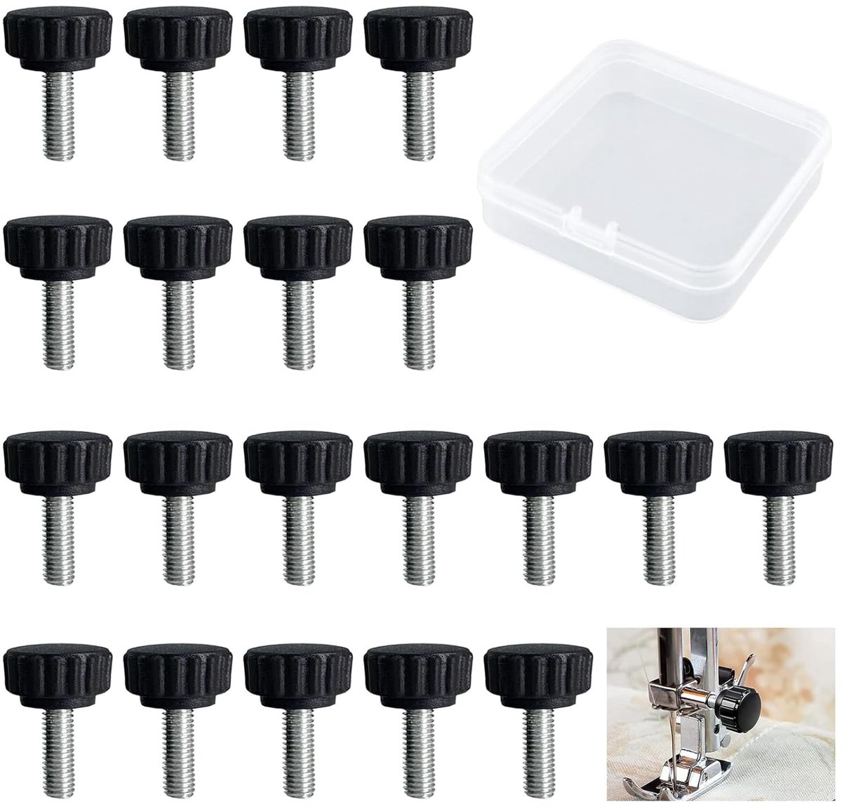 20 Stuks M4x10 mm Knurled Screws met Opslagdoos - Draadbolts voor Grip en Montage in Machines