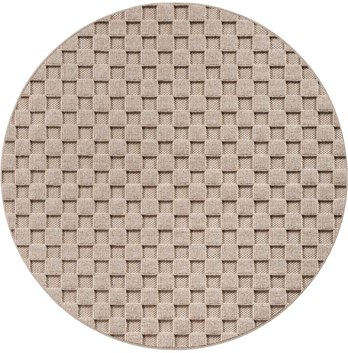 Rond Modern Vloerkleed | Tapijt | Helix | Gevlochten | Beige | 80x80 cm