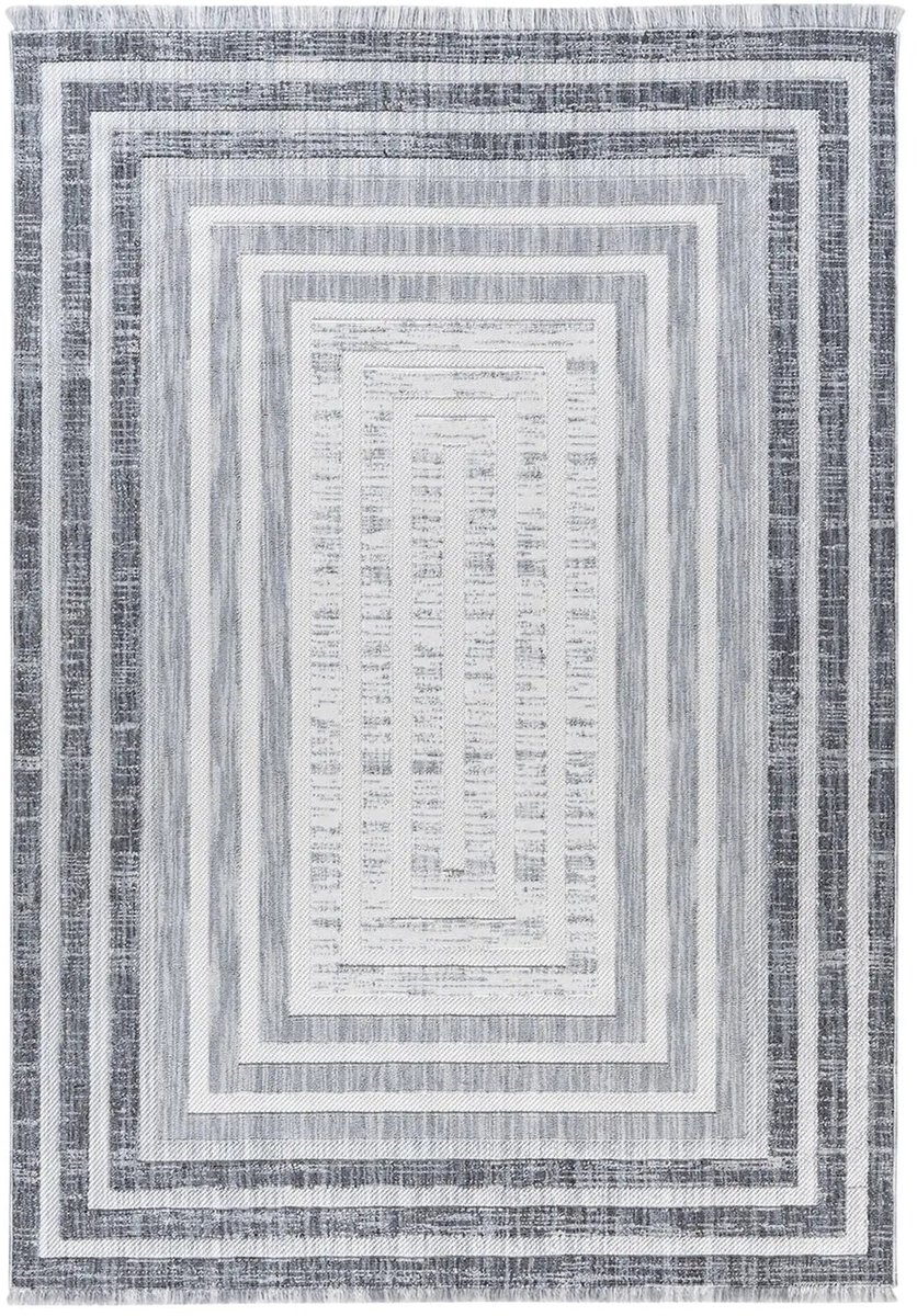 Dutch XXL Laagpolig Vloerkleed | Tapijt | Sarai | Geometrisch | Grijs | 80x150 cm