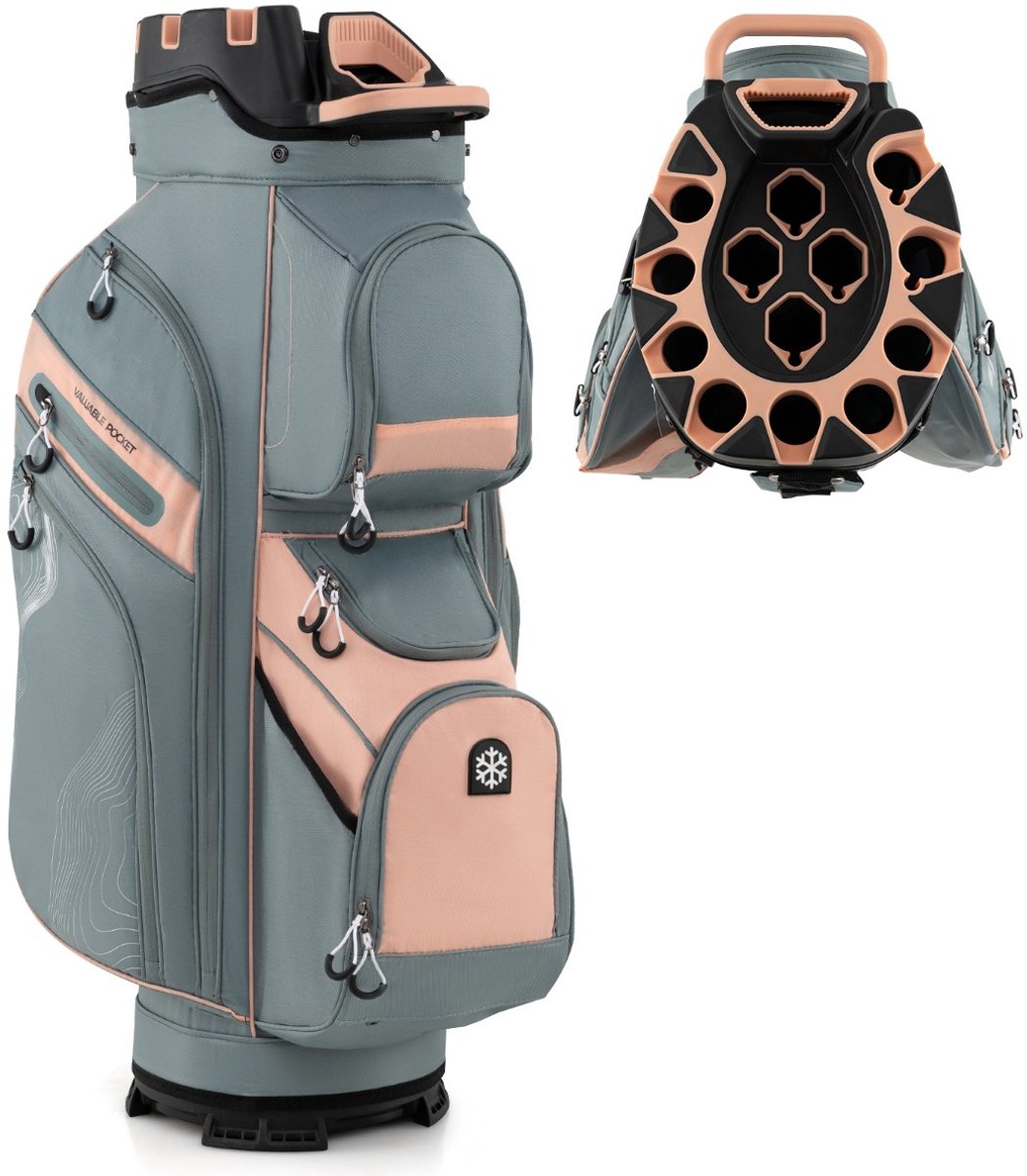 SureDeal® - Golf - Golfbag - Vakken - Draagriem - Regenhoes - Zakken Lichtgewicht Cart - Oranje - 34x24 cm - Grijs + Oranje