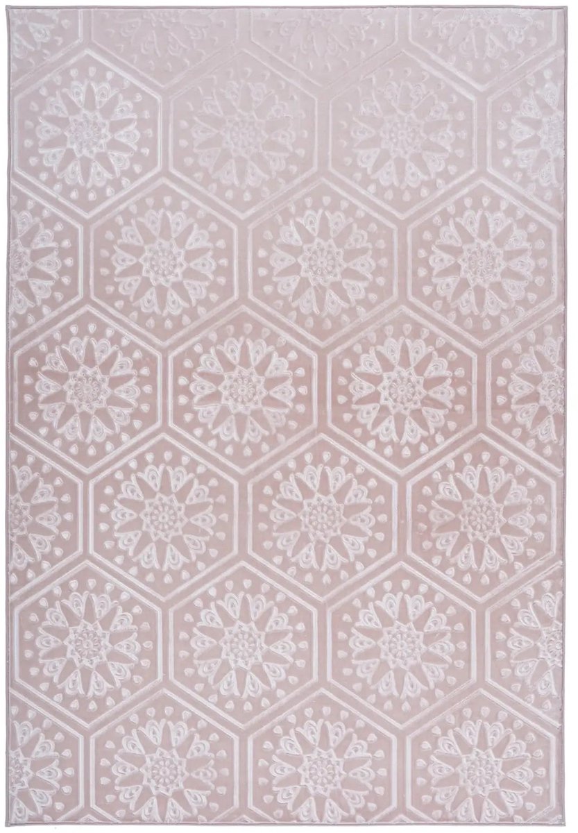 Dutch XXL Marokkaans Vloerkleed | Tapijt | Monroe | Hexagon | Roze | 80x150 cm