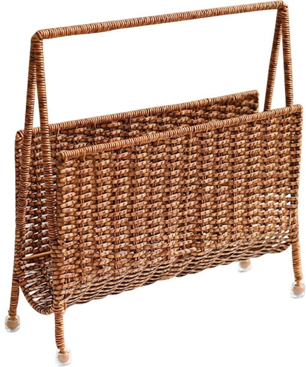 Magazine mand van wilgenhout - Handgevlochten opbergdoos met handvat