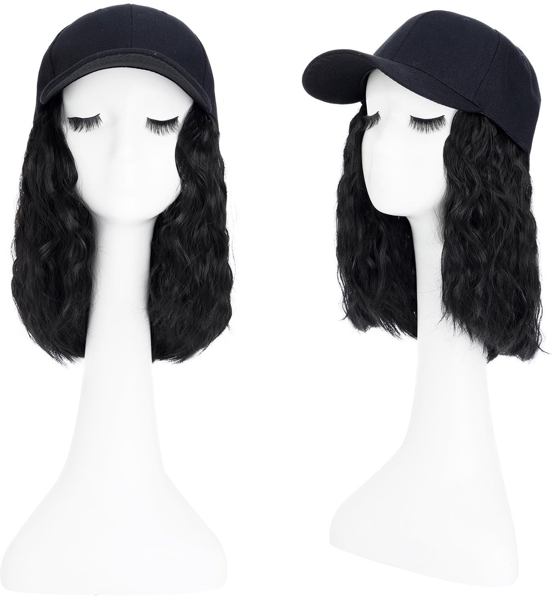 Baseball Cap Haar Extensions - 20 cm Natuurlijk Zwart