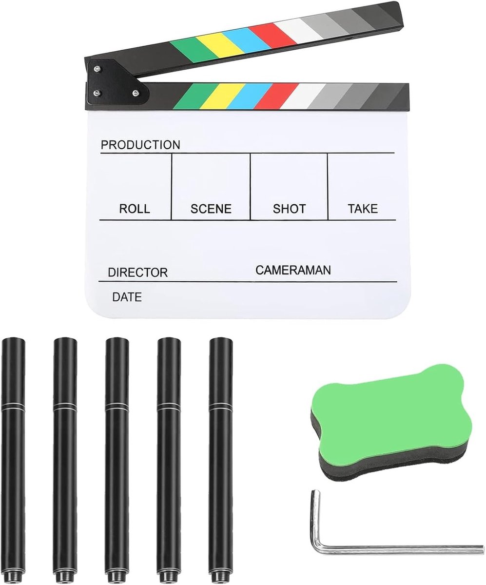Acryl Film Flap met Kleurrijke Strepen, 10 x 12.5 inch, Film Requisieten, Cadeau voor Fotografen, Ideaal voor TV Series en Reclame Producties