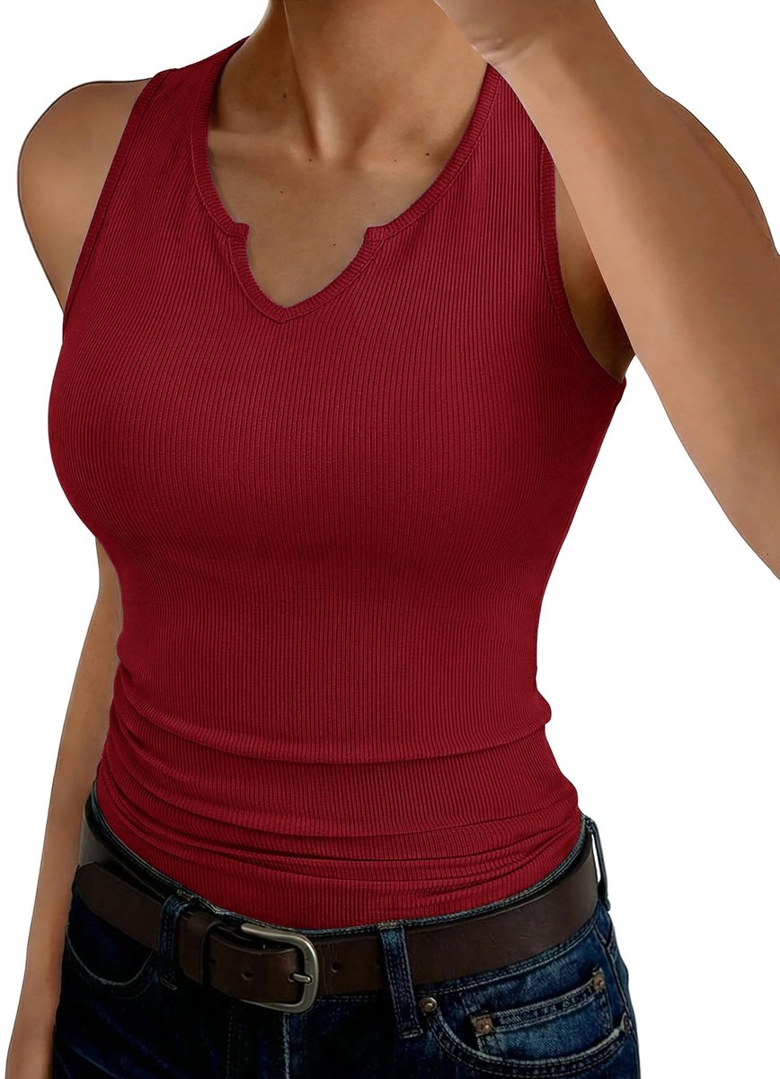 Dames Tanktop - V-Hals - Rood