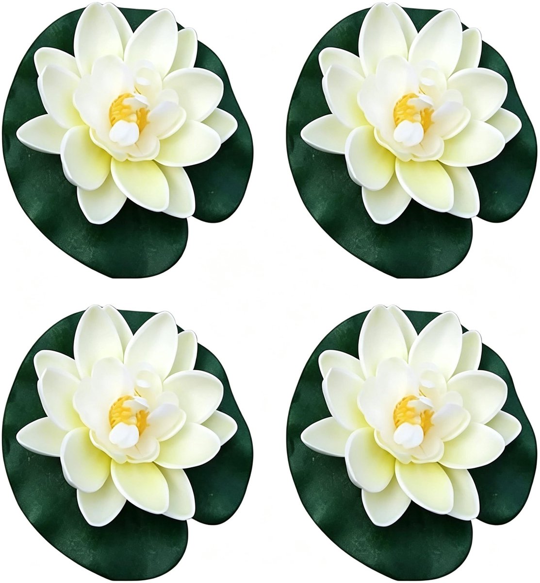 Kunststof Drijvende Foam Lotusbloemen - Set van 4 - Groen