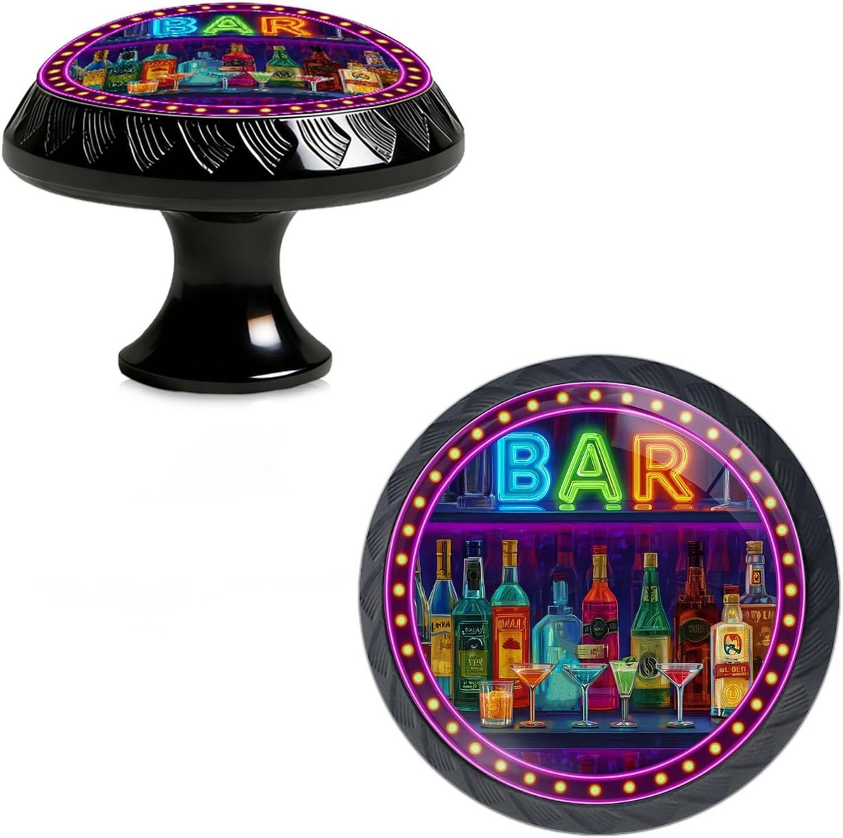 4 Stuks Neon Sign Keuken Kastknoppen - Grappige Acryl Ronde Ladehandgrepen voor Dressoir en Kastdeuren