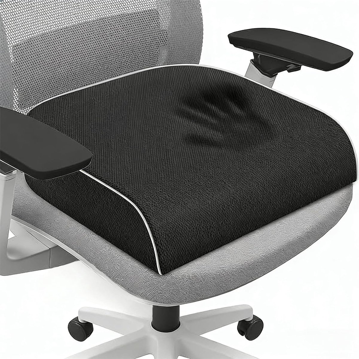 Geheugenfoam Zitkussen voor Orthopedische Stoelen, Auto en Vliegtuig, Coccyx Pijnverlichting, Zwart, Groot