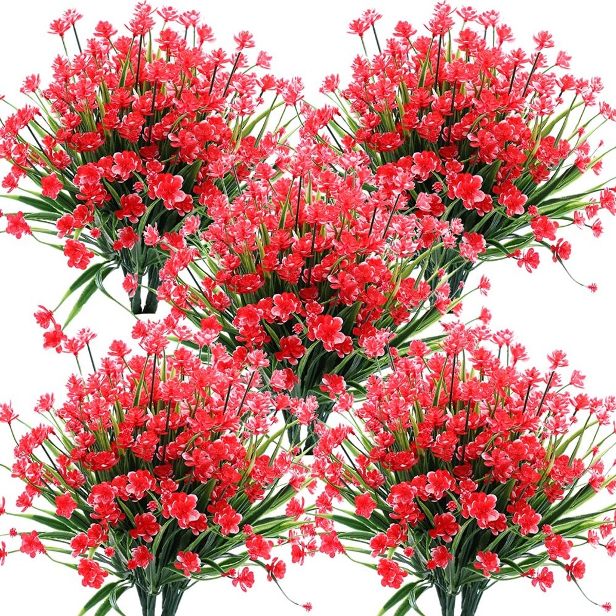8 Bundels Kunstplanten - UV Bestendig - Rood