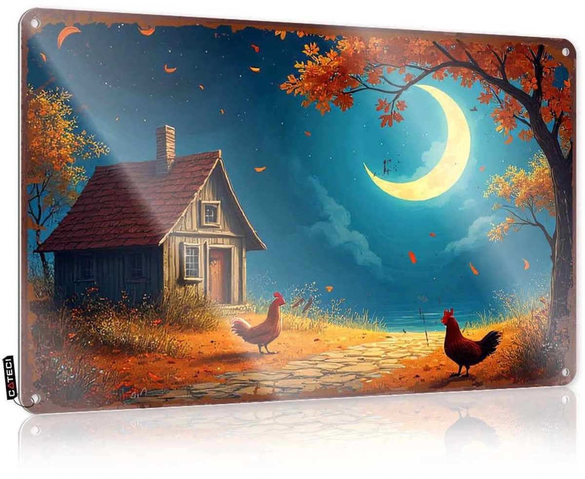 Houten Decoratie met Herfstthema - Boerderij Hal Decor 20x30cm