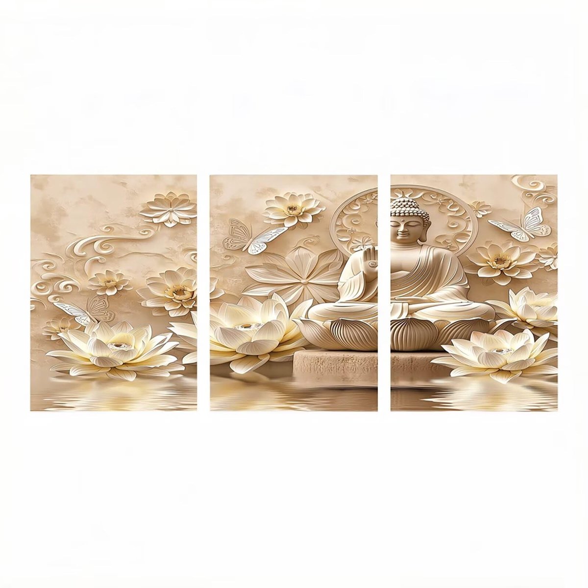 Set van 3 Luminescente Schilderen op Nummer - Zen - 61 x 46 cm