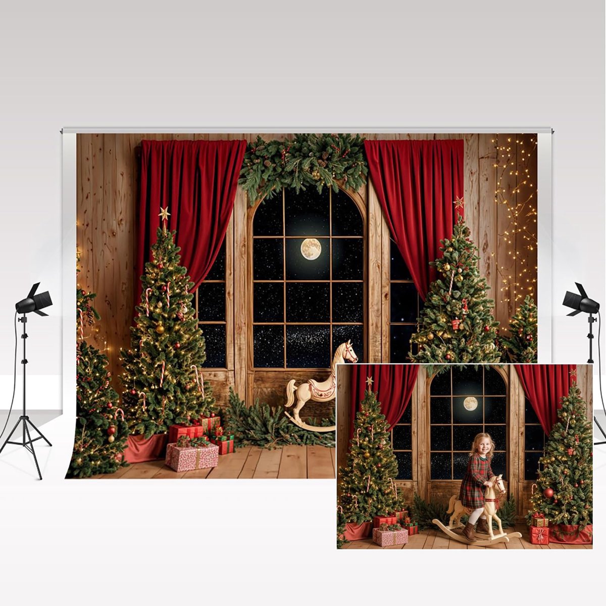 Fotografie Achtergrond - 3x2m - Kerstboom en Raam