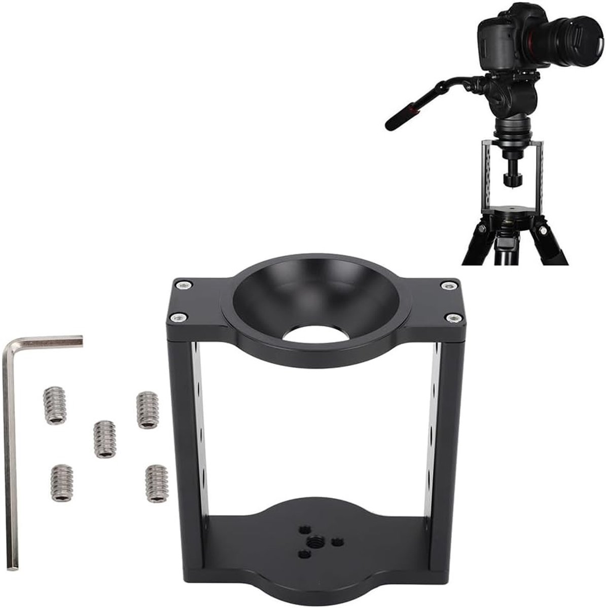 Aluminium Adapter voor Videocamera Statief, 75mm Half Ball Riser voor DSLR en Rail Slider, Stabiliteit en Flexibiliteit