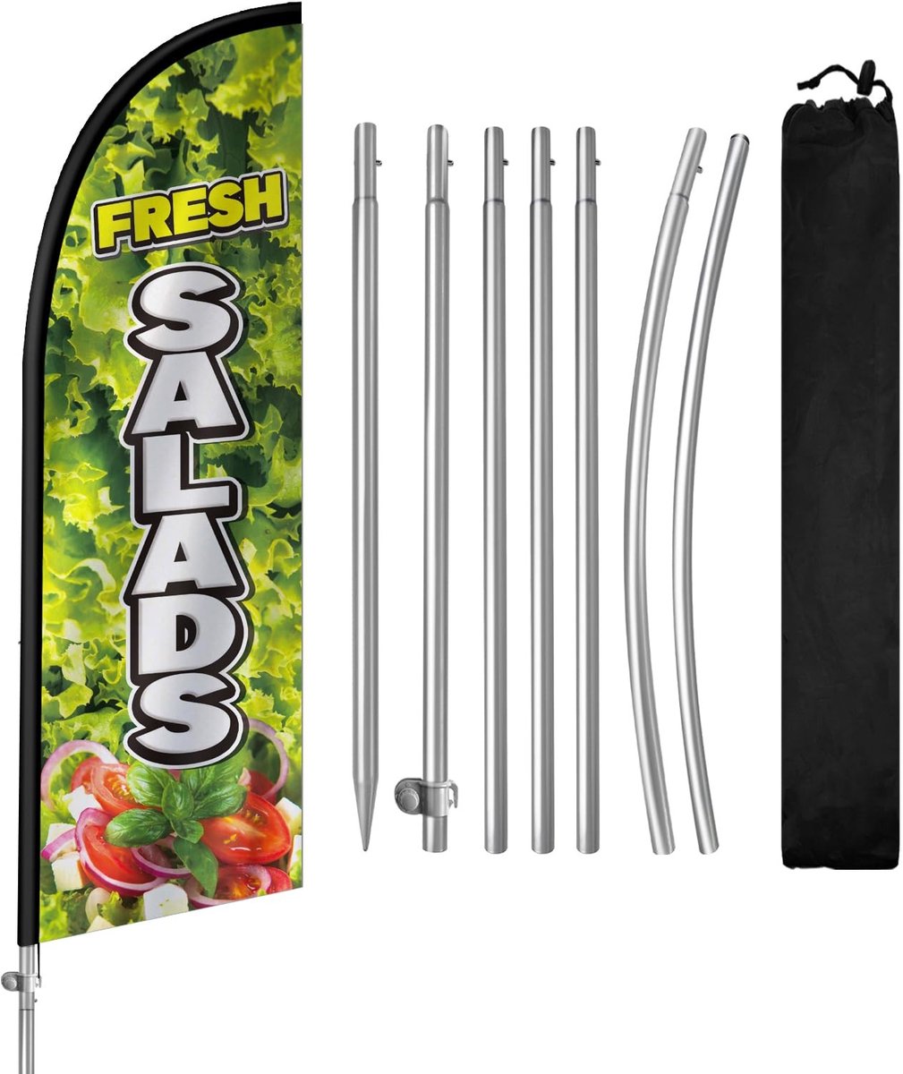 Reclame Vlag voor Salades - Inclusief Vlaggenmast en Grond Spike
