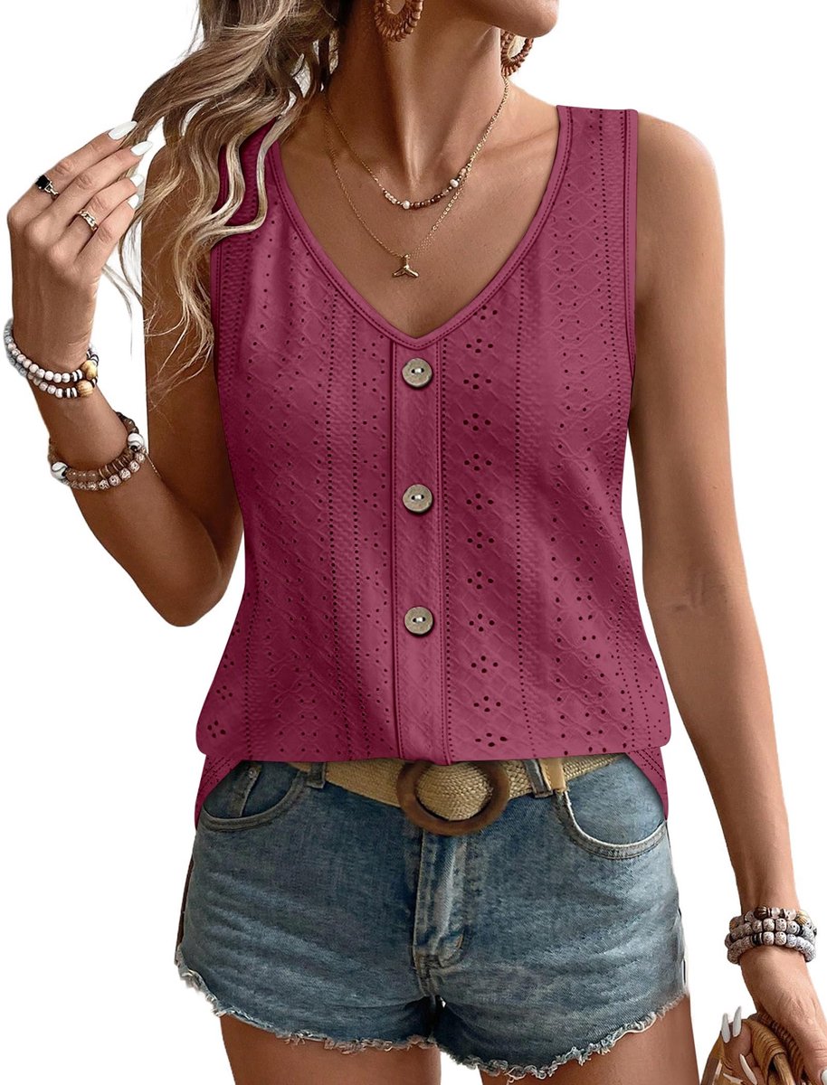 Dames Tanktop - V-hals - Bordeaux