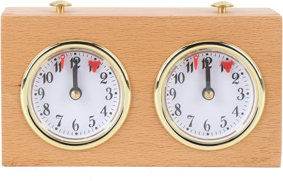 Analoge Houten Schaakklok - Mechanische Timer voor Schaak, Weiqi en Strategische Spellen