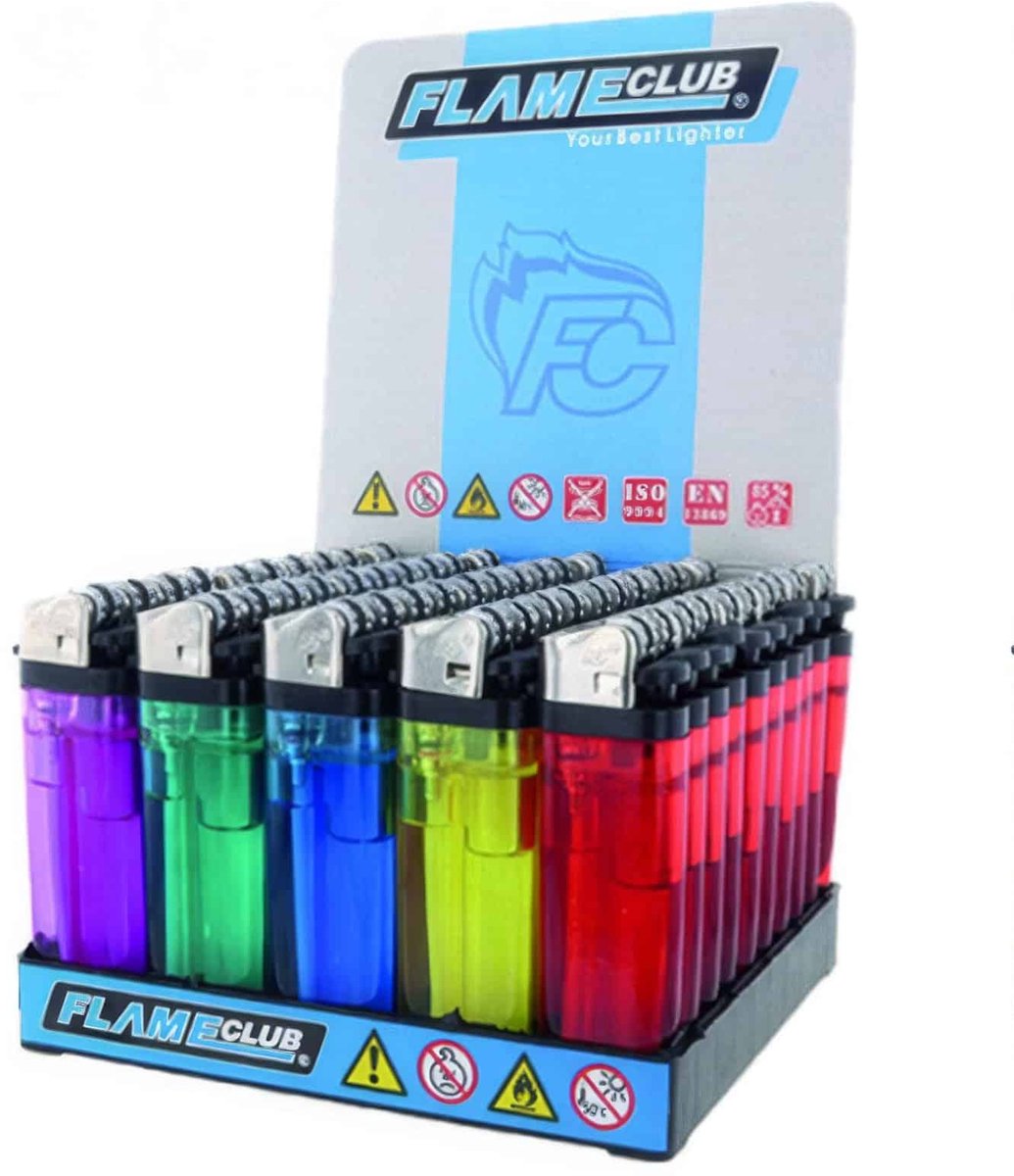 FlameClub Wegwerpaansteker vuursteen transparant Display (50 stuks)