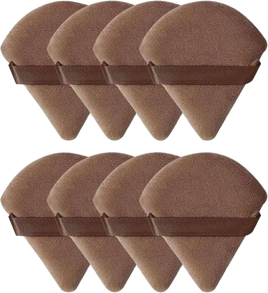 Set van 8 Driehoekige Make-up Poederkwasten, Gezichtsponsjes en Poederpads voor Nat en Droog Gebruik, Zachte Spons voor Losse Poederfoundation, Herbruikbaar en Wasbaar