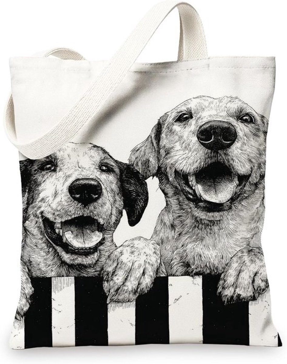 Honden Canvas Tassen - Boodschappentas Hond - Dagelijkse Boodschappen - Speels Hond Design - Niet gespecificeerd - Niet gespecificeerd