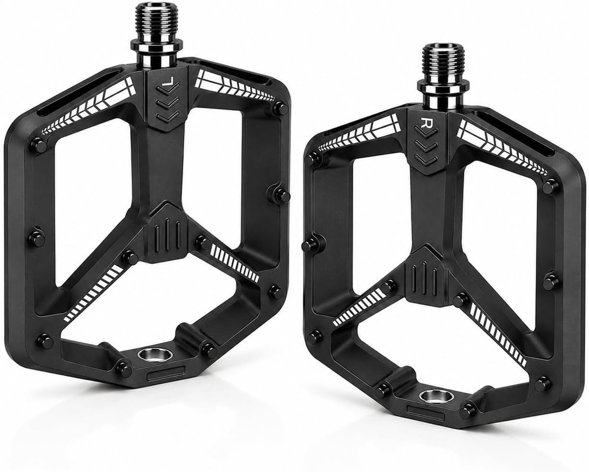 Duurzame MTB Pedalen met 3 Lagers, 20 Antislip Pins en Brede Steunoppervlakte voor Fietsen en Mountainbikes, Eenvoudige Montage met 9/16 Inch As