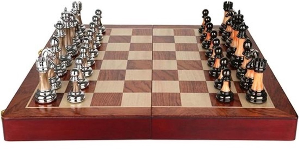 Schaakspel Hout - Damesbord Bordspel - Strategisch Spel - Magnetisch Opvouwbaar - 45x45cm - Niet gespecificeerd