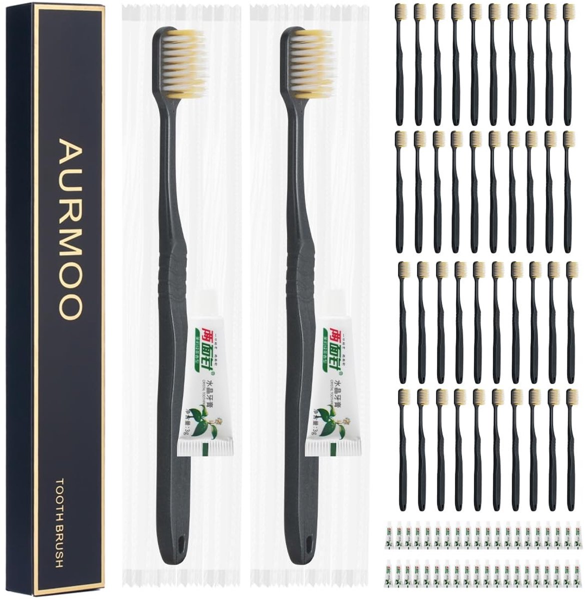 Draagbare Reis Tandenborstel Set - Inclusief Tandpasta, Zwart