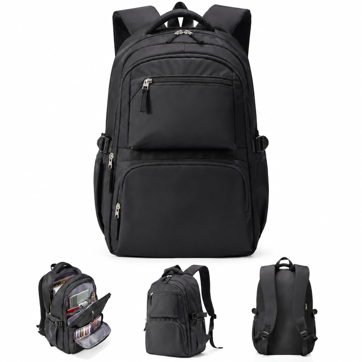Rugzak voor school en universiteit - Geschikt voor 15.6 inch laptop - Waterproof zwart