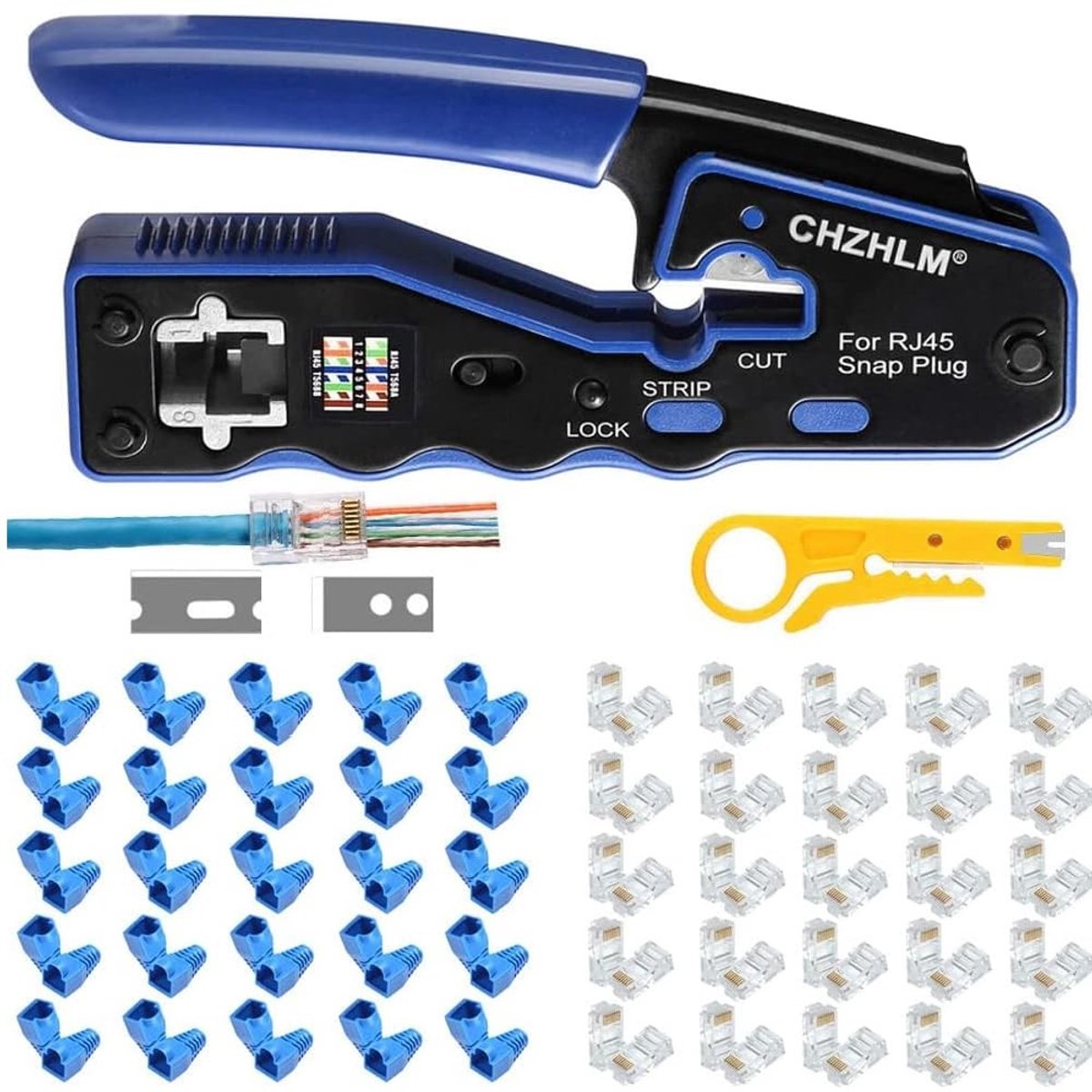 Rj45 Crimp Tool Set - Inclusief 50 connectors en 50 covers