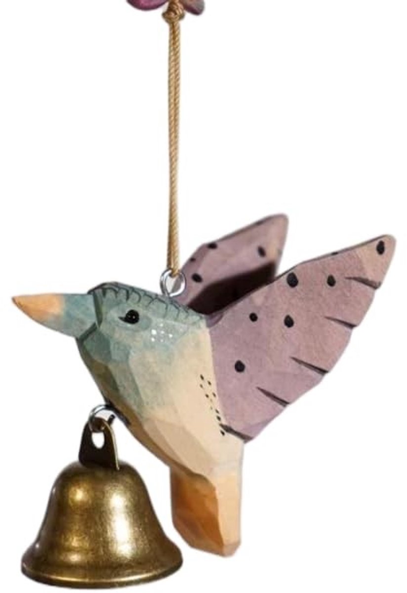 Handgesneden Houten Kolibrie Windgong - Rustieke Decoratie