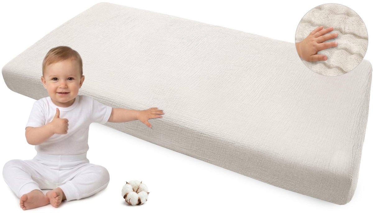 Muslin Fitted Sheet 70 x 140 cm - 100% Katoen - Beige